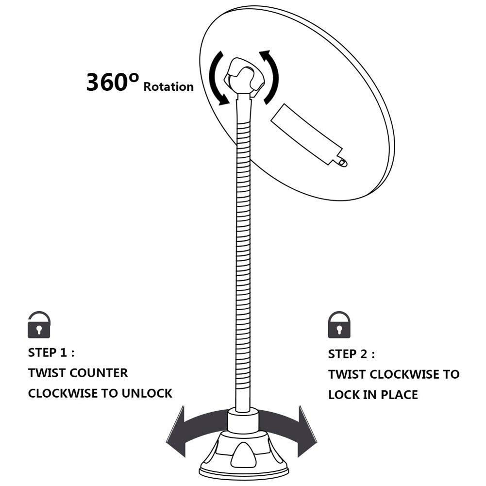 Imikoko Flexible Gooseneck LED Light Makeup Mirror, 10X Magnifying Makeup Mirror with Locking Suction Cup, Diffused Light and 360° Swivel