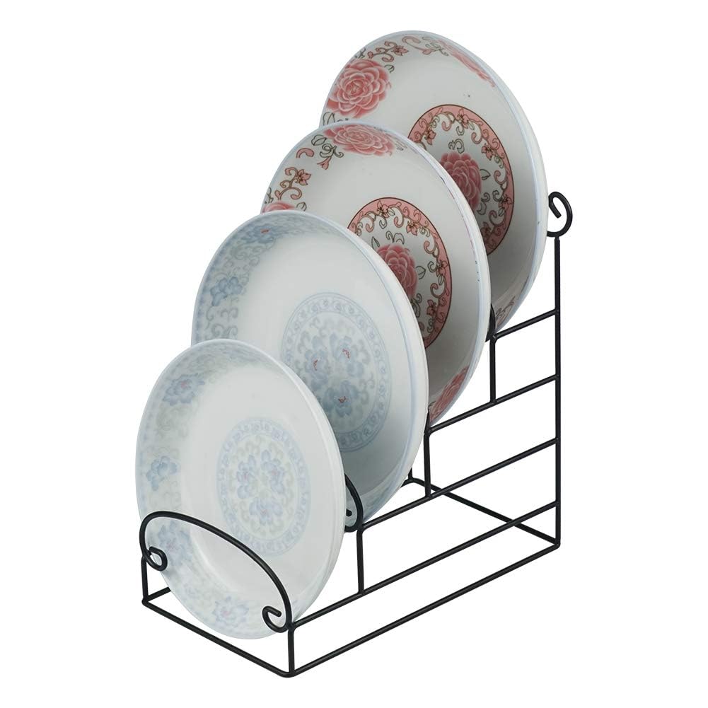 Artliving 4-Tier Metal Scrollwork Dish Rack Plate Rack Display Stand Holder Cabinet Organizer Set of 2