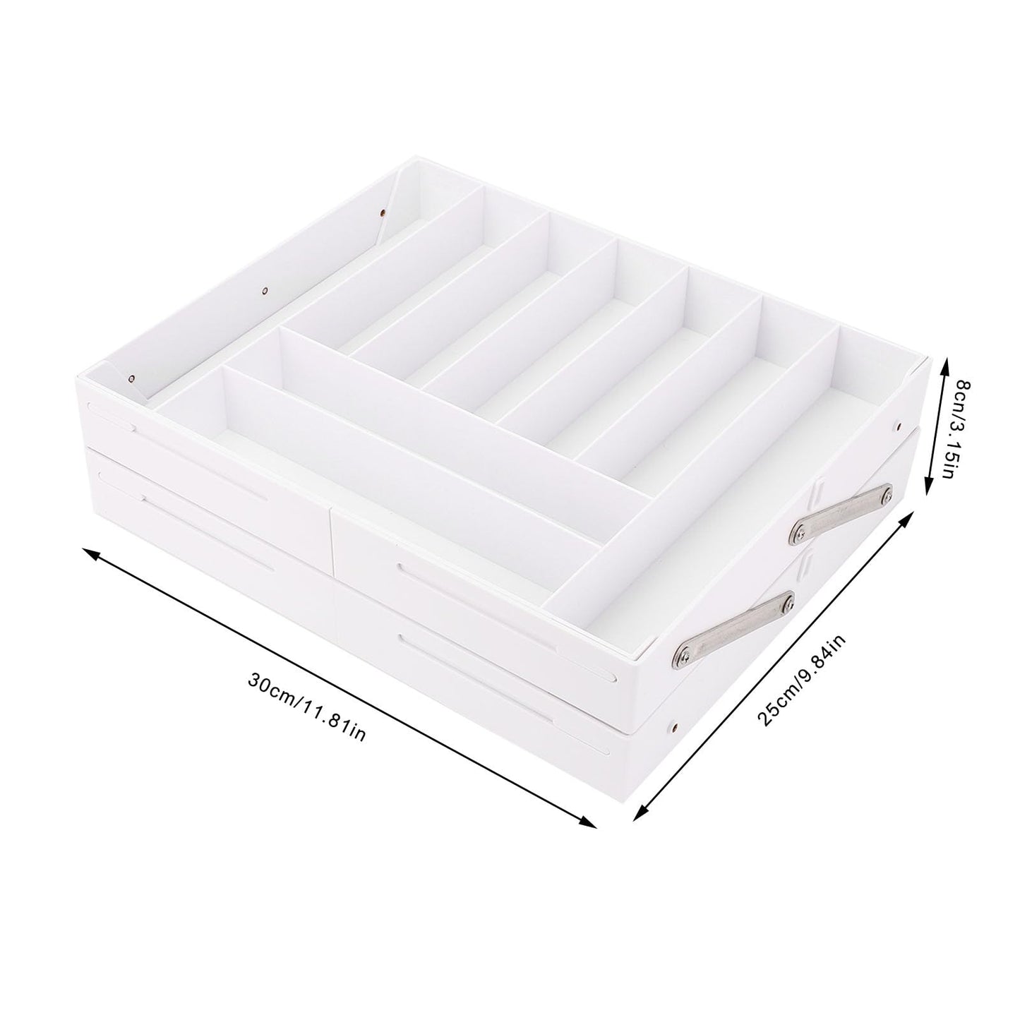 Extra Large and High Drawer Organizer, 2 Tier Smart Expandable Desk Organizer, Multi Level Junk Drawer Organizer for Makeup, Jewelry, Desk, Office Drawers (White)