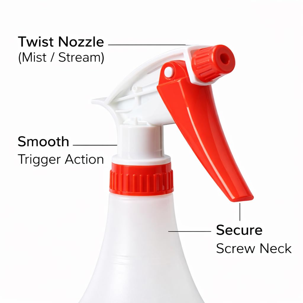 Jantle 32 oz Spray Bottles (12 Pack) Heavy Duty Refillable Trigger Sprayer, Adjustable Nozzle Mist/Stream, Measurement Markings, Multipurpose Cleaning & Plants