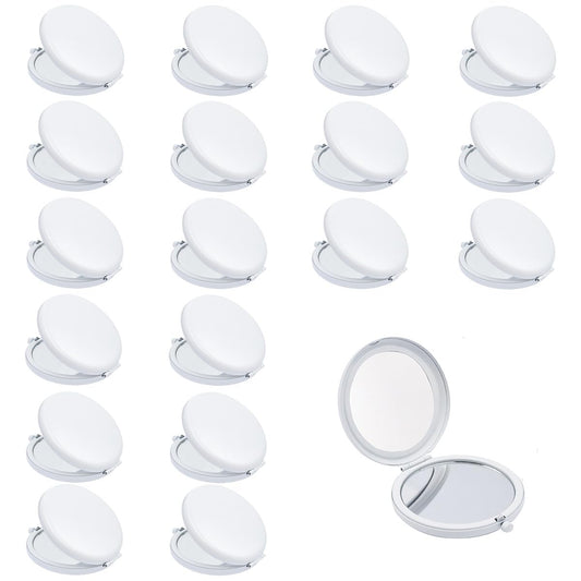 QUSTGO Compact Mirror, Pocket Travel Makeup Mirror for Purse, Metal Round Shell, 2-Sided 1X/2X Magnifying, Portable, Folding, Handheld, White,18 Pack