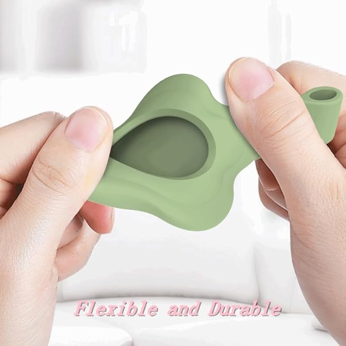 MC Fashion 3 Pack AirTag Holder for AirTag, Cute Flower Soft Silicone Protective Keychain Cover for Kids, Pets, Backpacks (Yellow+Mint+Matcha Green)