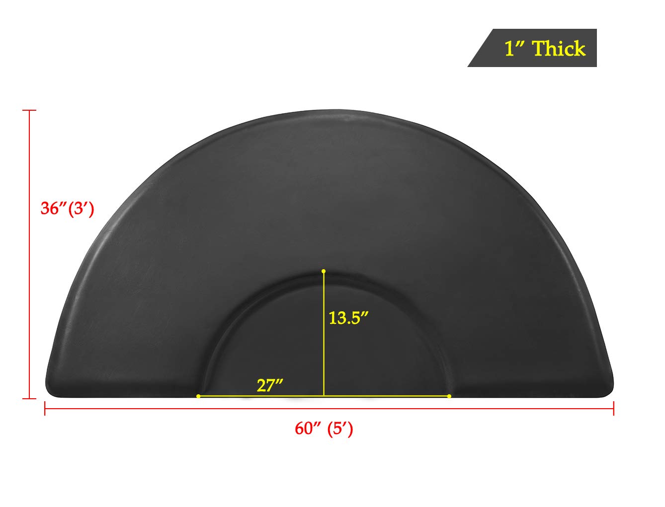Antlu 1 Inch Thick Barber Cutting Chair Salon Floor Mats for Beauty Hair Stylist Station Anti Fatigue (Black, 5 Ft × 3 Ft Ellipse)