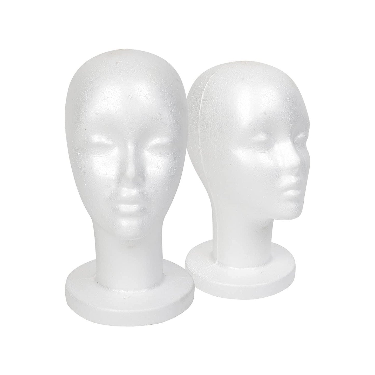 STUDIO LIMITED 11.4-Inch Styrofoam Mannequin Head (2 Pack) – White Foam Wig Display Head for Wigs, Hats & Hairpieces, Professional Salon and Cosmetology Use