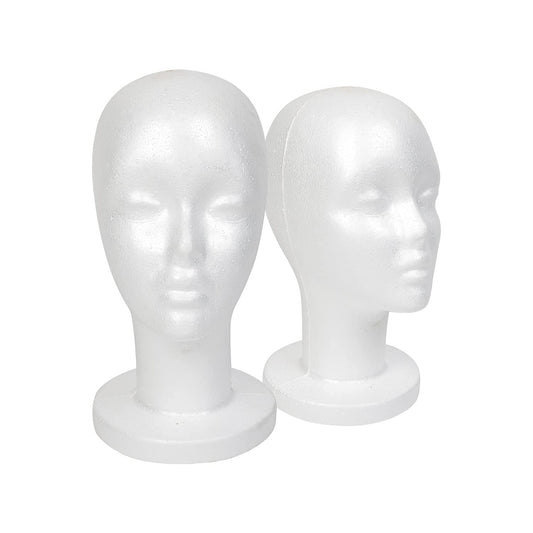 STUDIO LIMITED 11.4-Inch Styrofoam Mannequin Head (2 Pack) – White Foam Wig Display Head for Wigs, Hats & Hairpieces, Professional Salon and Cosmetology Use