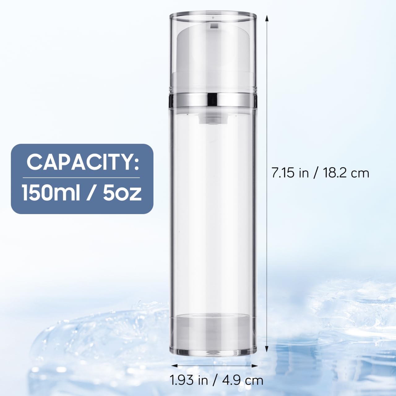CLISPEED 2PCS 5oz Large Airless Pump Bottles - Travel Size Vacuum Dispenser for Lotions - Creams and Cosmetics Wide Mouth Design for Easy Filling and Dispensing