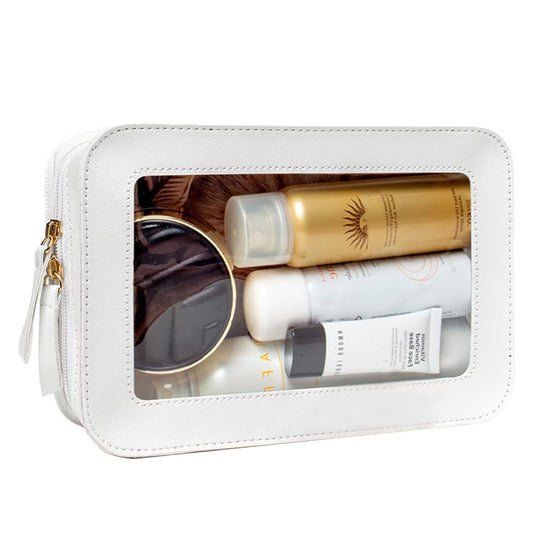 Clear Makeup Bag Small, TSA Approved Portable Toiletry Bag with Zipper Cosmetic Travel Bag Makeup Organizer Case Mini Makeup Pouch for Purse Car Organizer Bag for Women Men