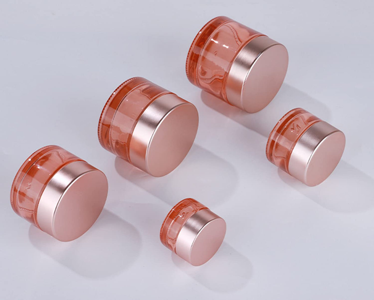 Healthcom 10 Packs 5g/5ml Empty Sample Jars Pink Glass Cosmetic Jar Pot Bottles with Rose Gold Lids Cosmetic Container Refillable Eye Cream Jar Pot Vials for Makeup Lotion Face Eyeshadow Lip Balms