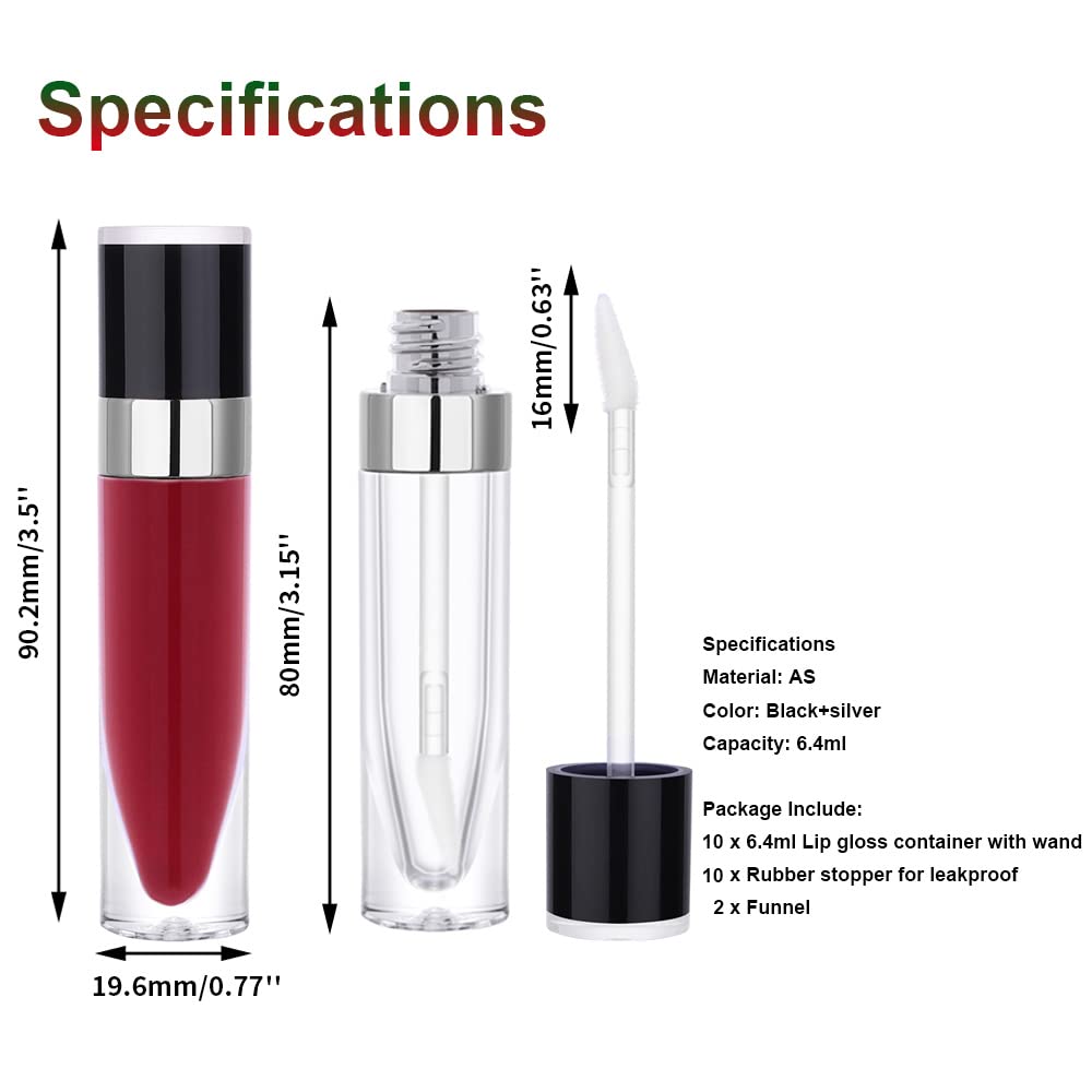 YITOU Thick Empty Lip Gloss Tubes with Wand, 6.4ml Lip Balm Cosmetic Containers, Bulk, Mini, DIY Lipstick/Glaze Foundation Making Kit