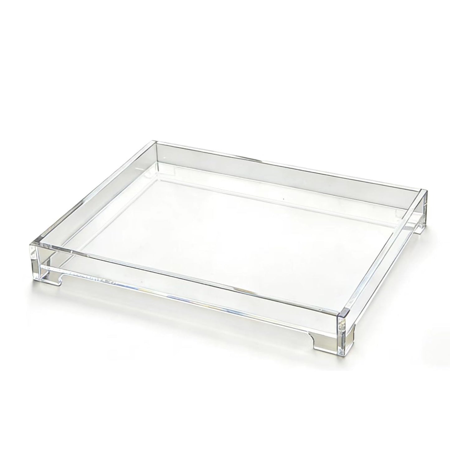 Sturdy 16.5" Acrylic Serving Tray with Handles - Ottoman Coffee Table Organizer for Food, Tea, Snacks, Vanity & Kitchen Countertop - Multi-Use for Bathroom, Living Room, Bar Parties