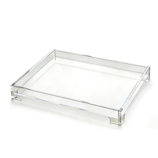 Sturdy 16.5" Acrylic Serving Tray with Handles - Ottoman Coffee Table Organizer for Food, Tea, Snacks, Vanity & Kitchen Countertop - Multi-Use for Bathroom, Living Room, Bar Parties