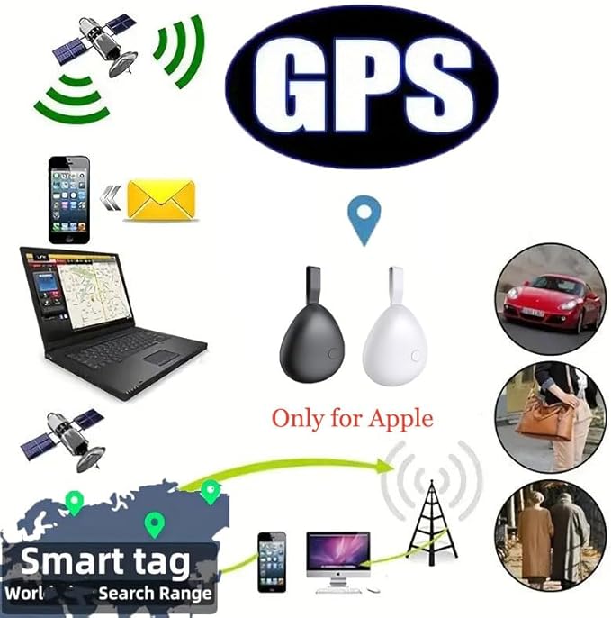 GPS Tracker for Vehicles, Mini Tracking Device for Vehicles, Car Tracker Device Hidden No Subscription Work with Find My (iOS Only), Key Finder, for Kids, Dogs, Luggage, Bag (Black, 4 Pack)