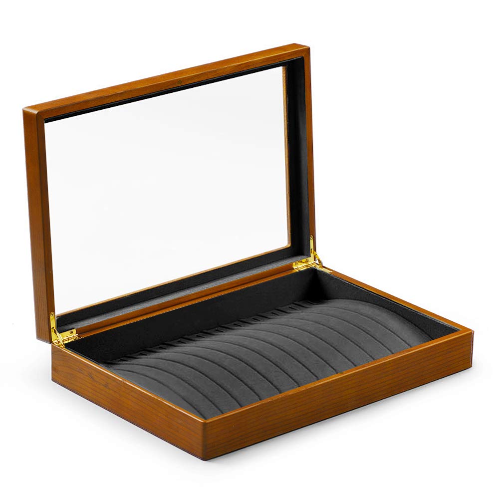 Oirlv Solid Wooden Necklace/Bracelet/Pendant Jewelry Organizer Box 13 Lattice Necklace Showcase Display Holder