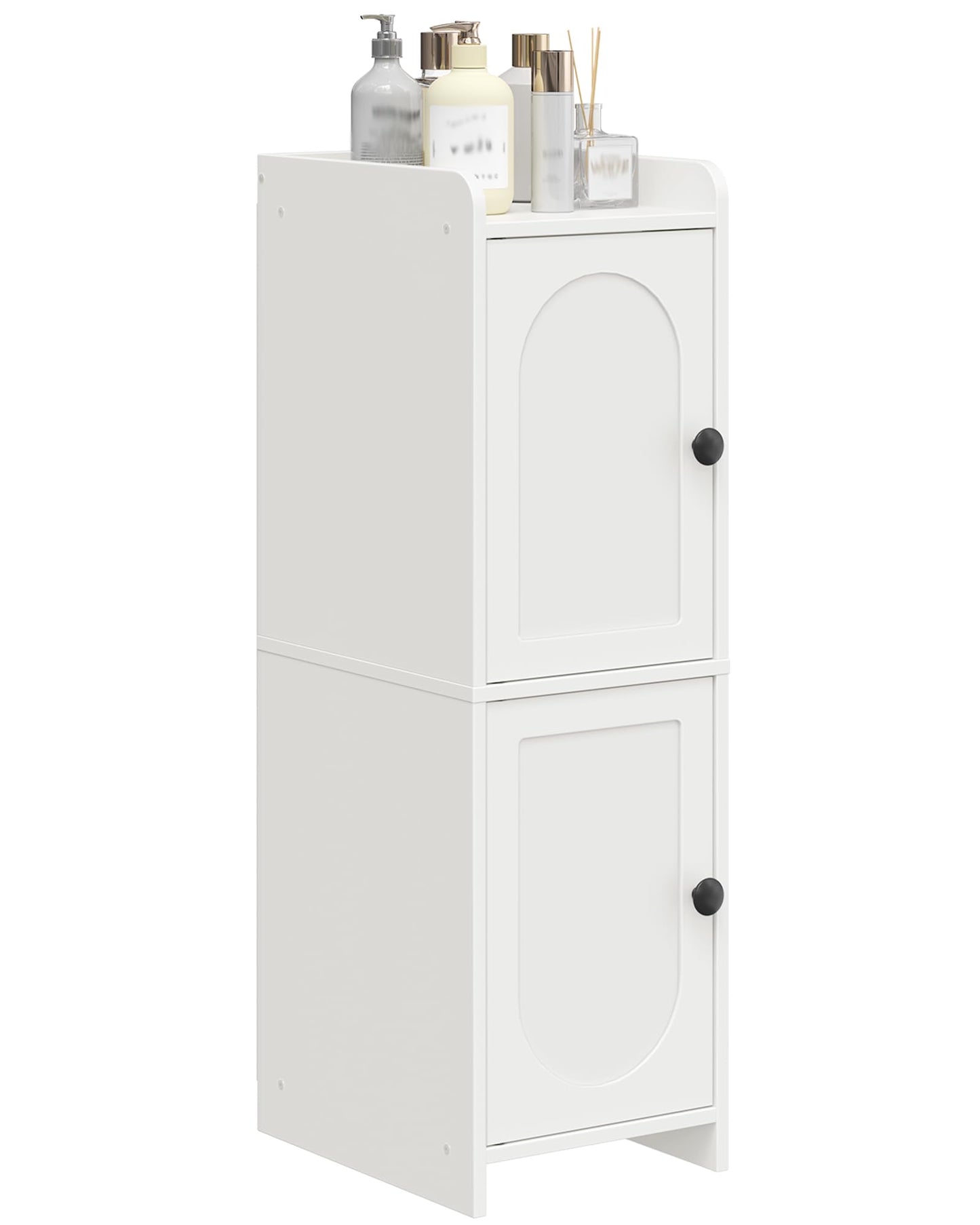 CHOEZON Toilet Paper Cabinet, Small Corner Floor Cabinet, Freestanding Toilet Paper Storage Cabinet with 2 Doors, Narrow Bathroom Cabinet, for Small Spaces, Bathroom, Living Room, Kitchen, White