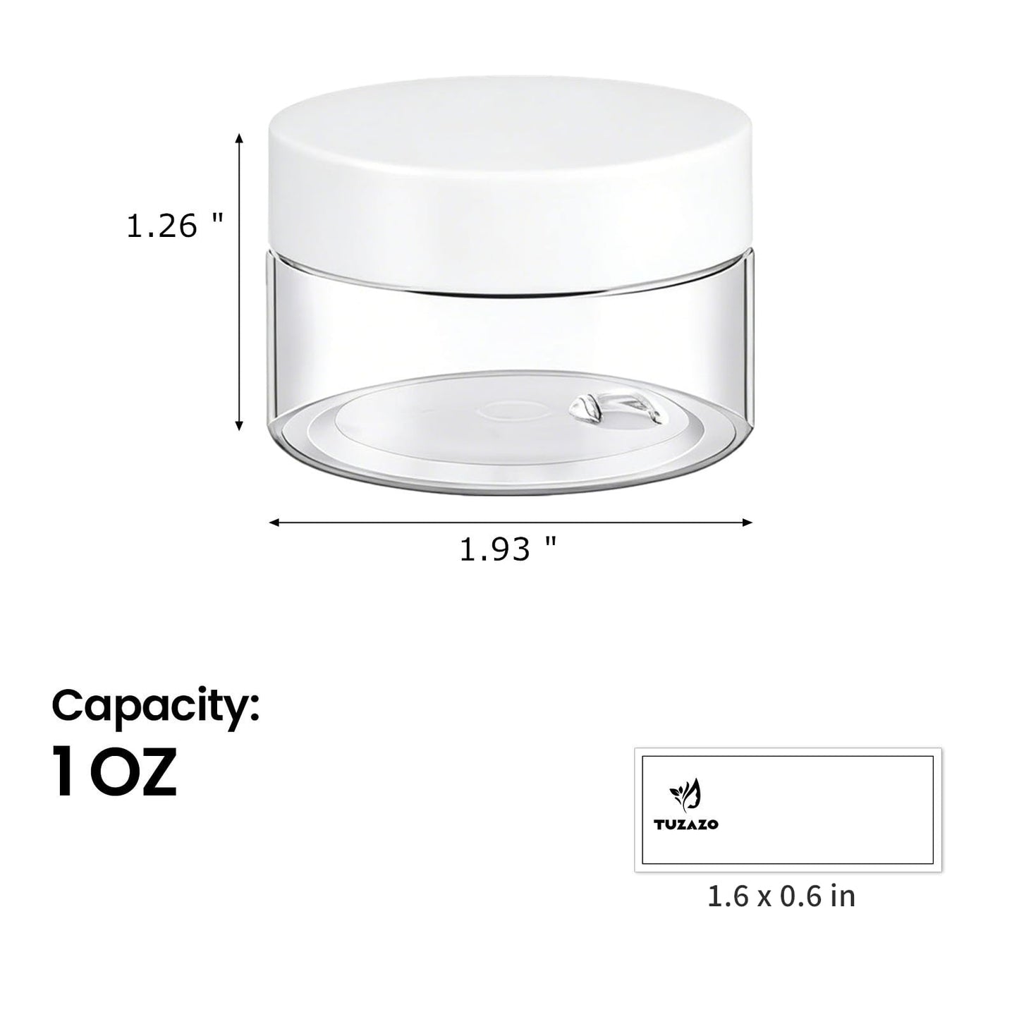 48 Pack 1 Oz Plastic Jars with White Lids, 1oz Small Plastic Containers with Lids for Cosmetic Makeup Beauty Products, Slime, Sample, Travel, BPA Free | Wide Mouth | Refillable