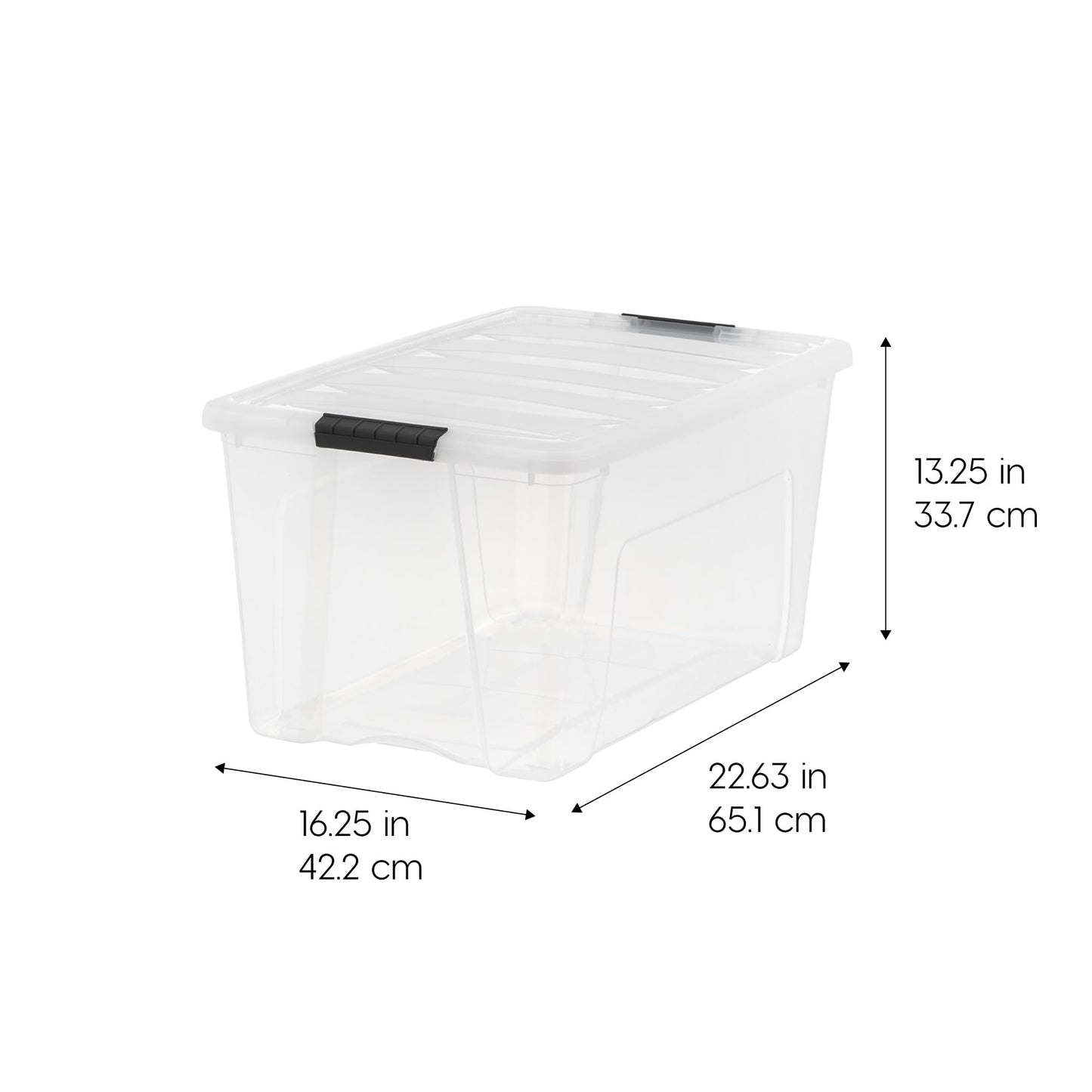 IRIS USA 72 Qt Stackable Plastic Storage Bins with Lids, 6 Pack - BPA-Free, Made in USA - See-Through Organizing Solution, Latches, Durable Nestable Containers, Secure Pull Handle - Clear