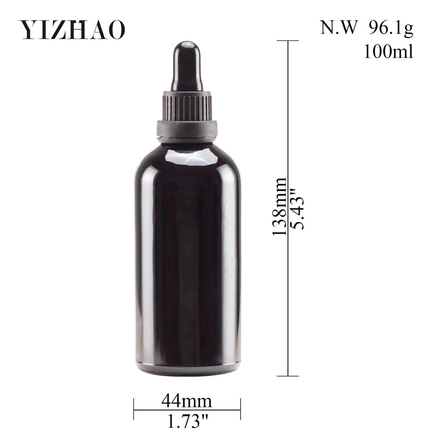YIZHAO Black Glass Dropper Bottle 4oz, Tincture Bottles with Glass Dropper, for Essential Oils, Aromatherapy, Cosmetic, Laboratory, Pharmacy, Liquids, Travel –4 Pcs