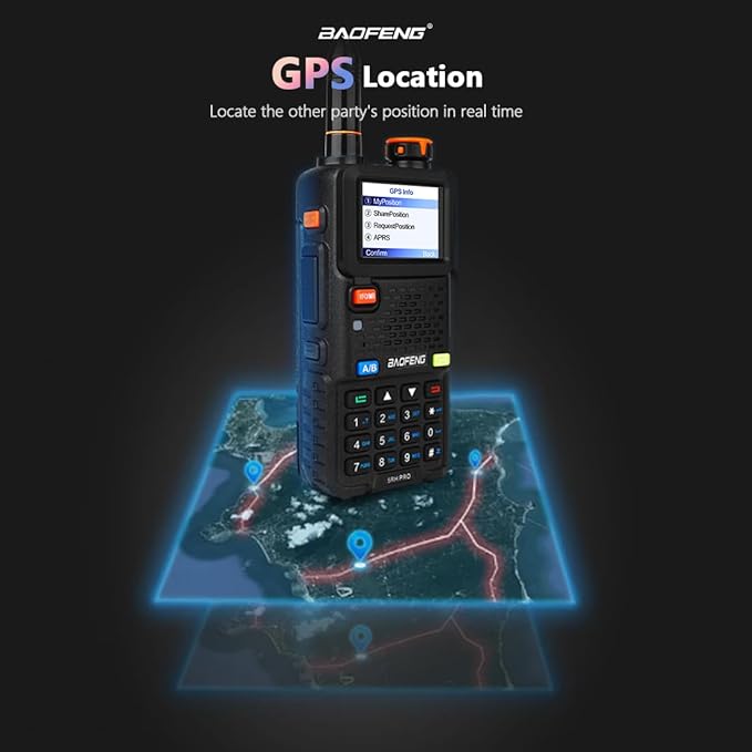 BAOFENG BF-5RH PRO GPS 10Ｗ Ham Handheld Radio, Multi-Band Long Range Two-Way Radio with 18.89'' Tactical Antenna, Aviation/VHF/UHF/ 1.25m Scanner, NOAA APRS 5RM Walkie Talkies Type-C Charging,2 Pack
