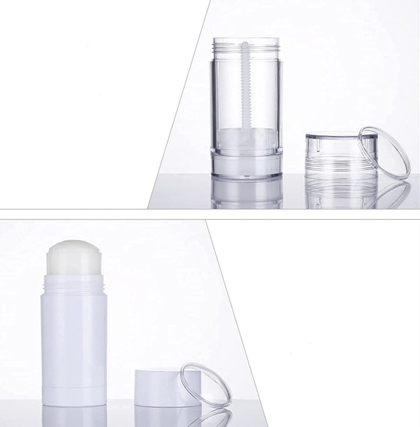 Healthcom 10 Pcs 30ml Empty Deodorant Containers Twist-up Filling Stick Clear Plastic Deodorant Container 1 Oz Refillable Deodorant Bottles Bottom-fill Round Lip Balm Tubes for DIY Lipstick Crayon Chapstick
