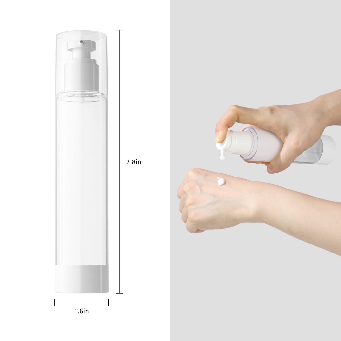 longway 4 Oz 120ml Clear Airless Cosmetic Cream Pump Bottle Travel Size Dispenser Refillable Containers/Foundation Travel Pump Bottle for Shampoo (Pack of 6)