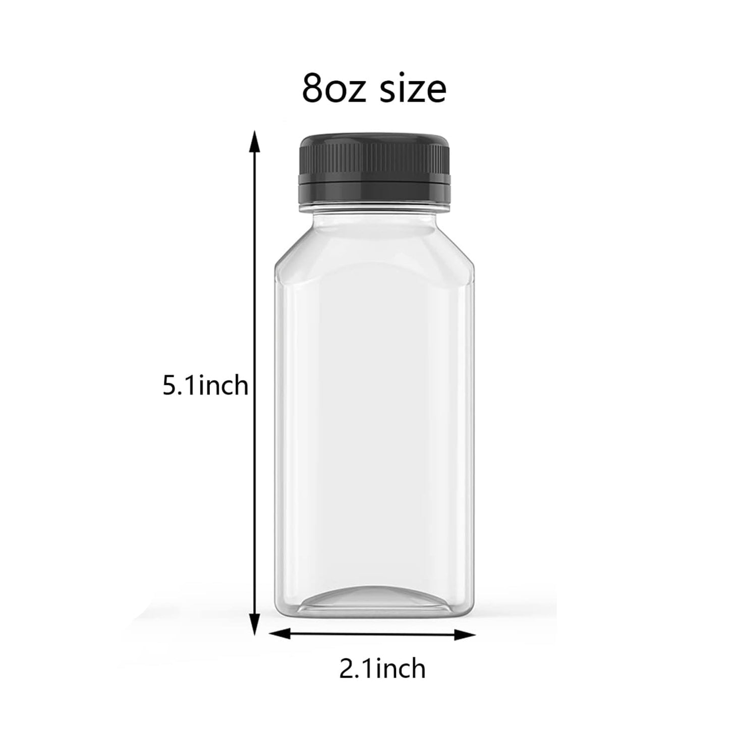 HNXAZG 10 Pcs 8 Oz Plastic Juice Bottles Empty Clear Containers with Tamper Proof Lids for Juice, Milk and Other Beverage
