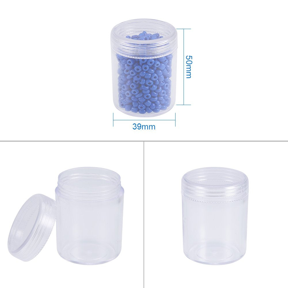 BENECREAT 24 Pack 40ml Clear Bead Jar Empty Plastic Storage Container 1.5x2inch with Rounded Screw-Top Lids for Beads, Nail Art, Glitter, Make Up, Cosmetics and Travel Cream