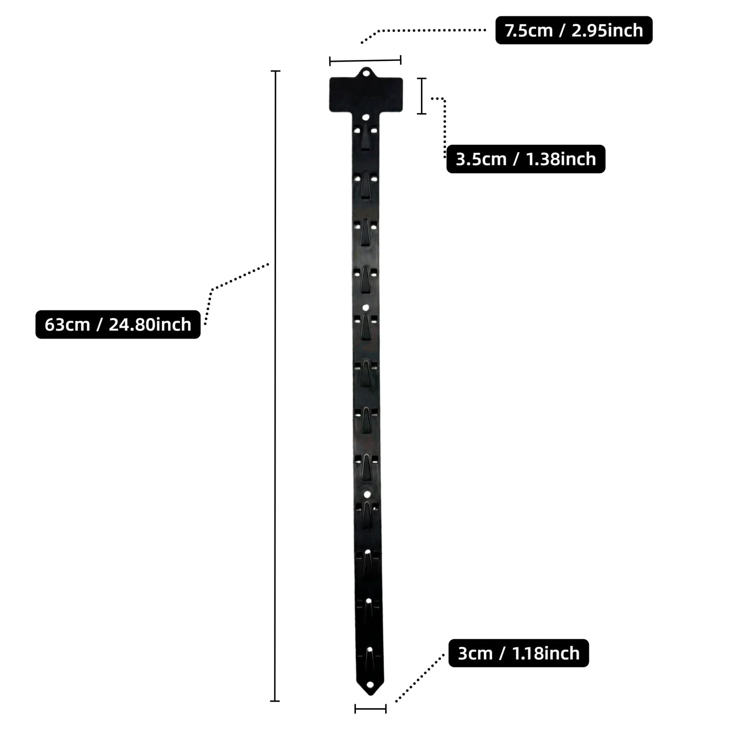 Gskmbquw Retail Display organizer Hanging Merchandise Strips with Hooks 24.80 Inch Length Space-Saving Design with Tail Holes 20pcs-black
