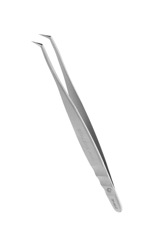 STALEKS PRO Eyelash Tweezers, Silver, Ergonomic, Stainless Steel