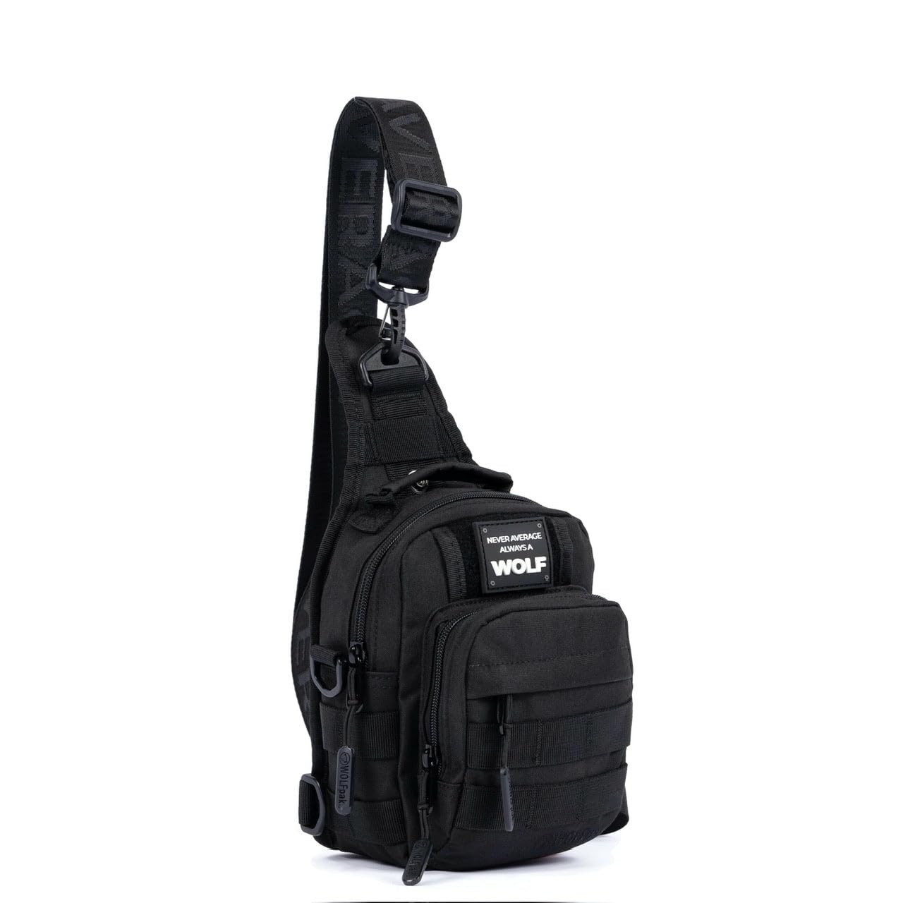 WOLFpak 4L Mini Tactical Sling Bag (Alpha Black) Compact Crossbody Backpack for Gym, Travel & EDC | Tactical Shoulder Bag with Multiple Pockets – Lightweight, Durable Sling Pack for Men & Women