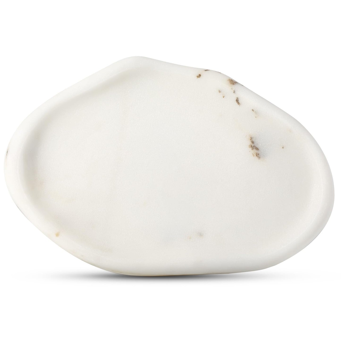 Koville Luxurious White Marble Vanity Tray, Cloud Shape Serving Stone Key Tray for Home Decor, 10"x7" Bathroom Marble Storage Trays, Stone Plate Holder for Perfume and Jewelry (Oriental Calacatta)
