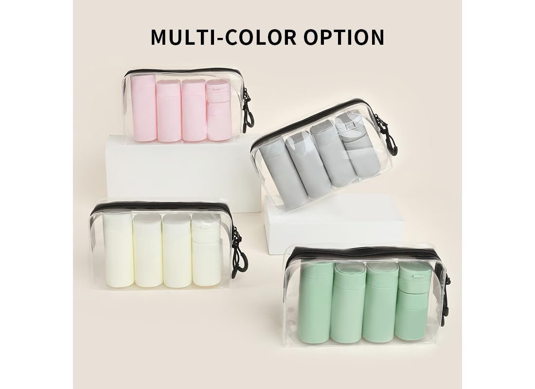 Sprigold 5 Pack Brief and Fashion Travel Bottles TSA Approved, BPA Free Travel Size Travel Containers Refillable Squeeze Bottles for Cosmetic Shampoo Cream Conditioner Lotion Soap… (Nordic pink)