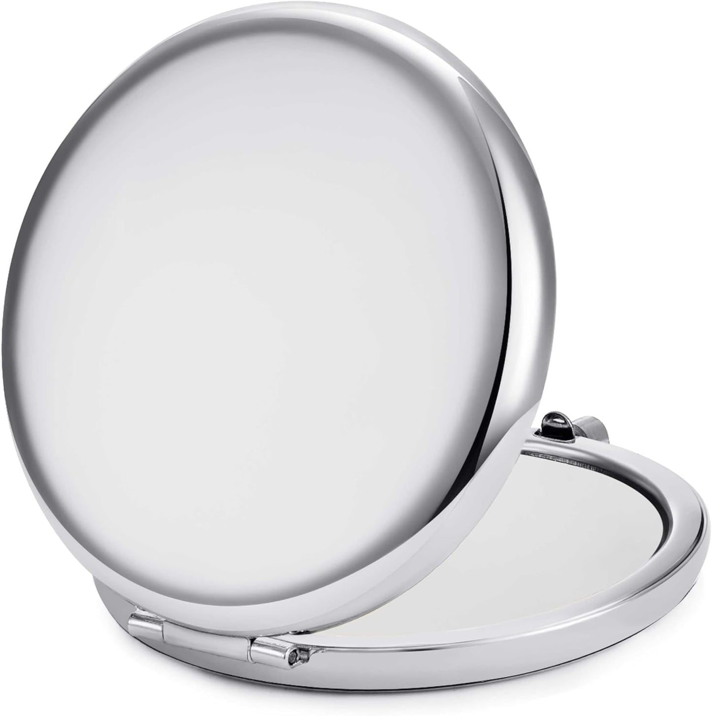 QUSTGO Compact Mirror, Pocket Travel Makeup Mirror for Purse, Metal Round Shell, 2-Sided 1X/2X Magnifying, Portable, Folding, Handheld, Silver, 18 Pack