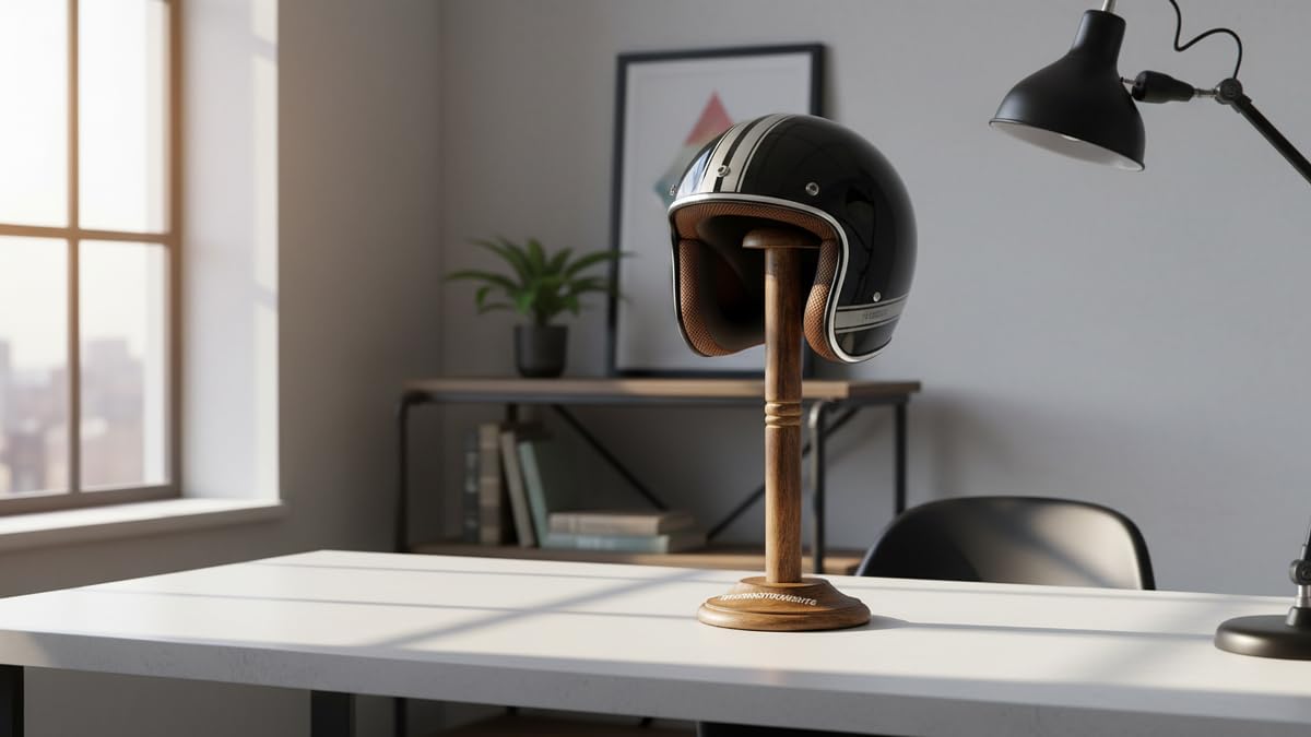 THOR INSTRUMENTS Rustic Wooden Helmet Stand – Round Base Display Stand for Medieval Helmets, Viking Armor & Collectible Headgear