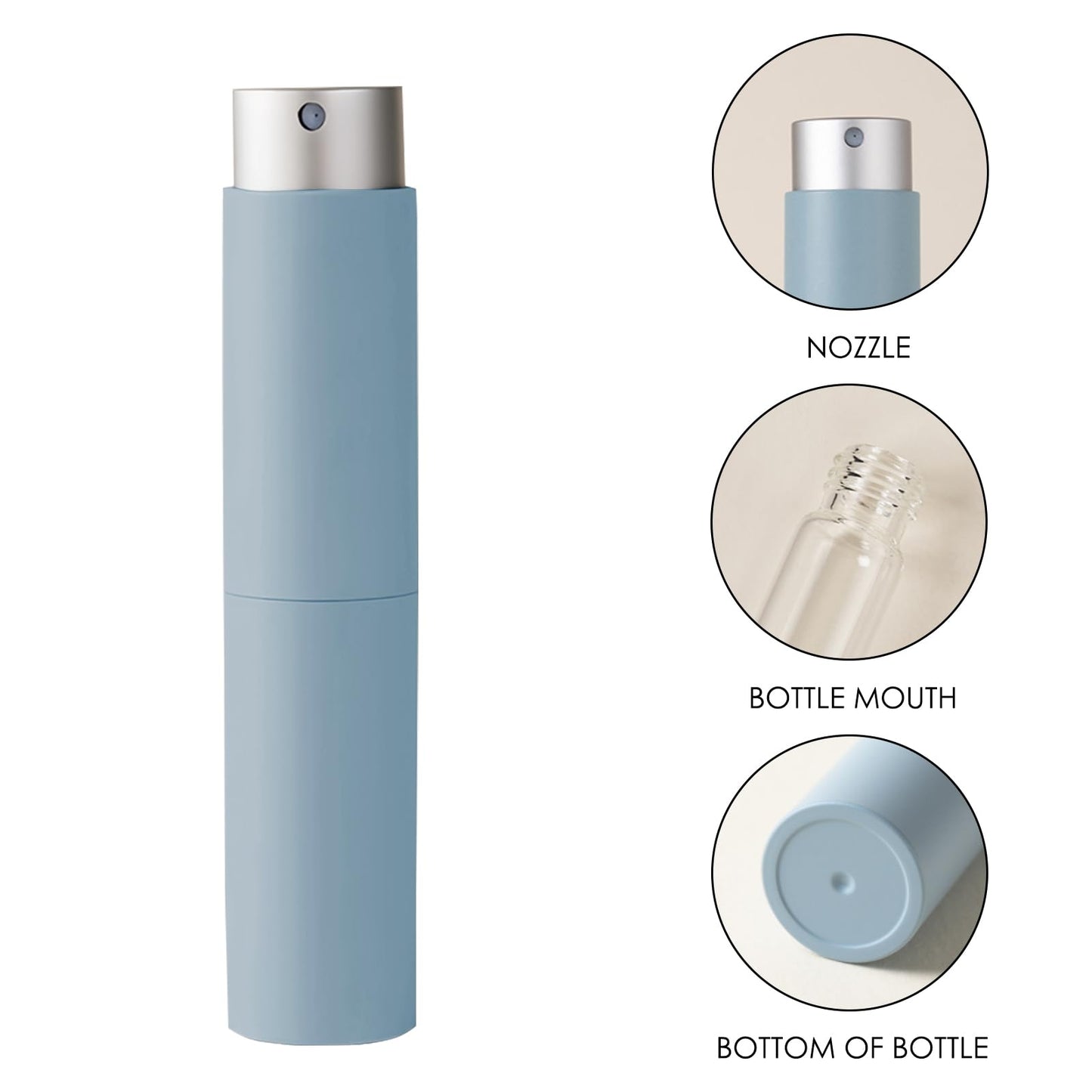 LUEXBOX 3 Pack Refillable Perfume Bottle for Travel, 8ml Atomizer Fragance Spray Pump, Pocket Size Mist Dispenser, Leafproof Scent Sprayer (White+Pink+Blue)