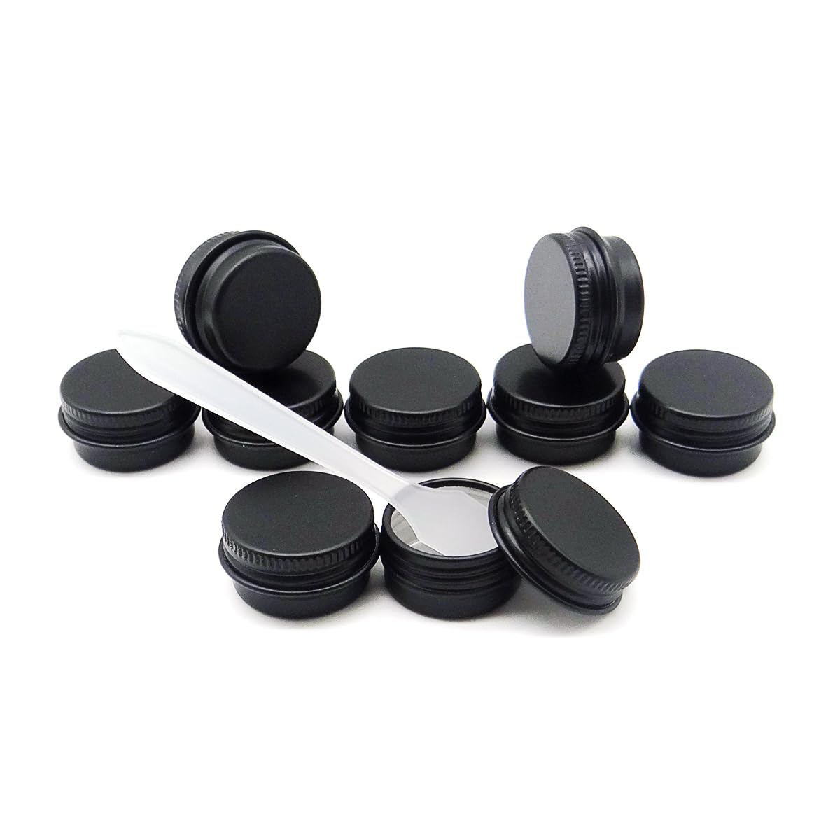 Wopanxye 30 pack 5 ml Black Lip Balm Tin Cans, 5g Mini Aluminum Makeup Sample Containers with Screw Lid, Empty Metal Tins Pot Storage Travel Jars for Cosmetic, Cream, Candle, Tea, 5 Gram Small Tins