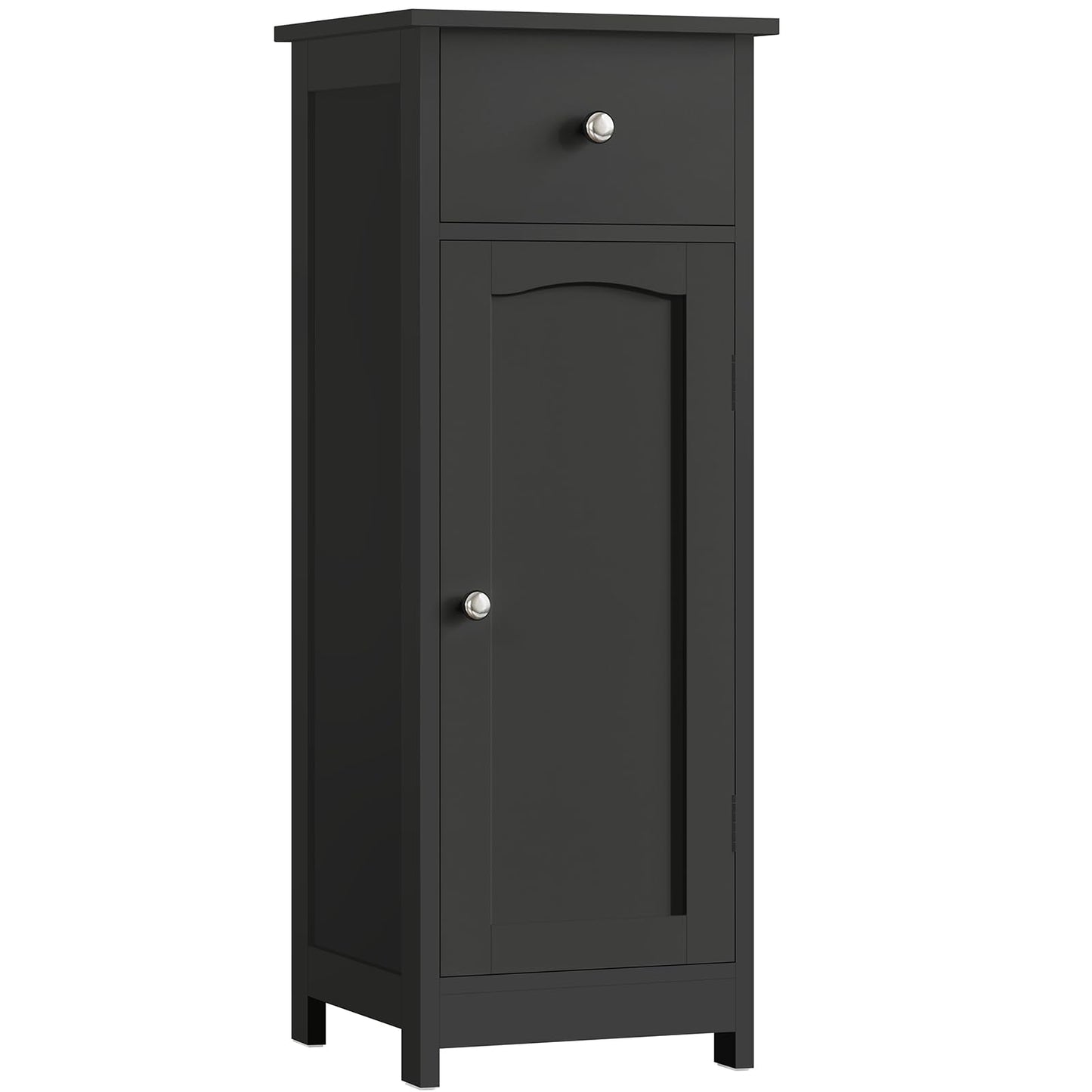 Iwell Bathroom Storage Cabinet, Small Bathroom Floor Cabinet with Drawer & Storage Shelf, Free-Standing Organizer Cabinets for Hallway/Living Room, Black