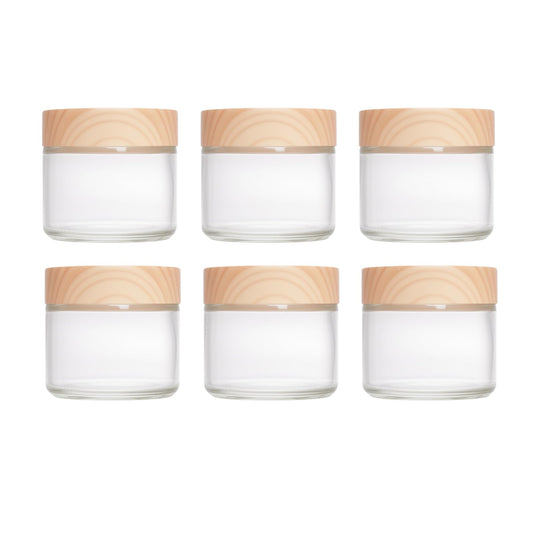 Miayon 6Pcs 2.12 oz Small Travel Lotion Containers with lids Glass Sample Empty Round Cosmetic Jar Bottles for Creams Makeup Lotion Toiletries Storage (White, 60 gram)