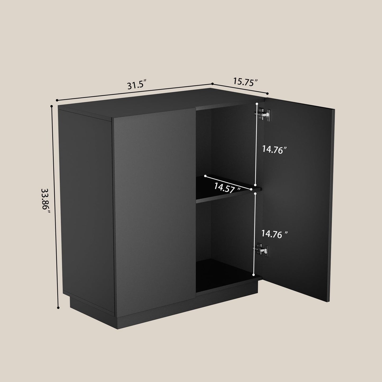 amunrbrek 31.5" Minimalist Buffet Cabinet, Sideboard with Storage, Black