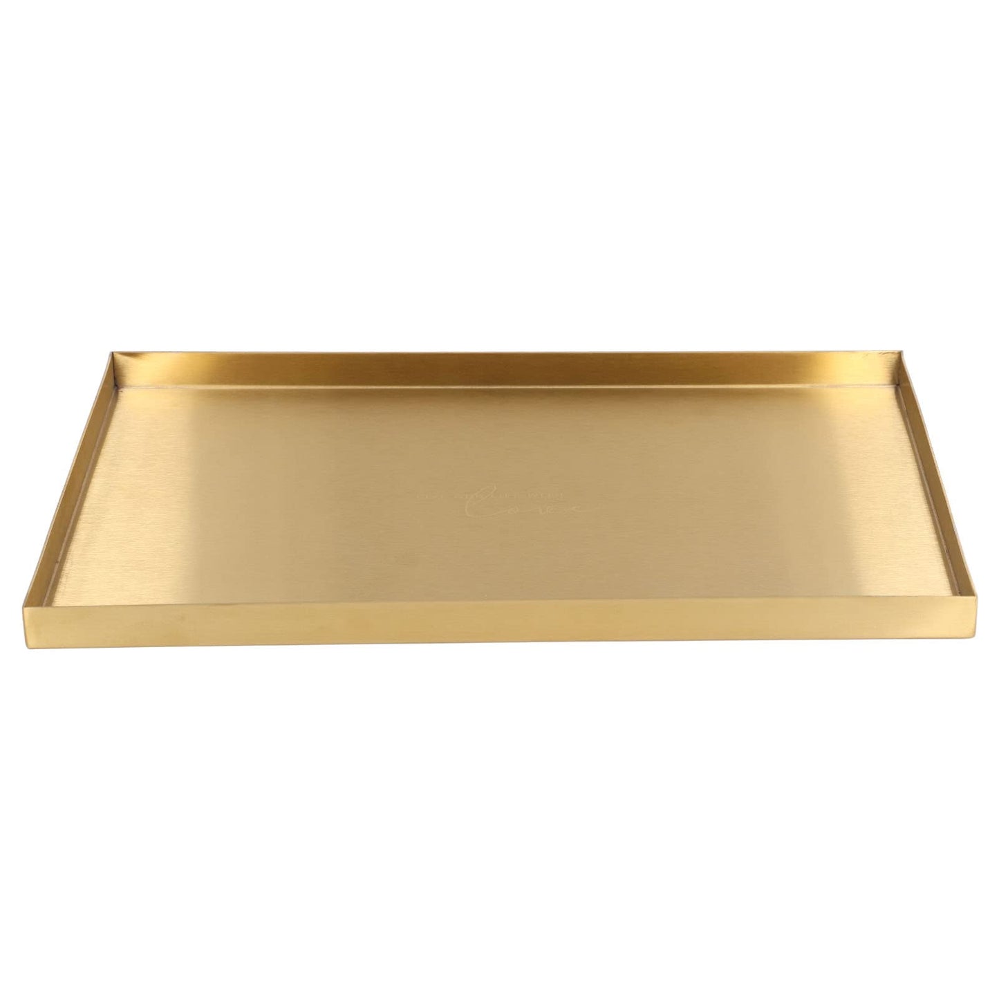 Gold Rectangle Trays, 12x8 inch Stainless Steel Metal Gold Plate Serving Tray Rectangle Decorative Cosmetic Jewelry Display Tray for Living Room, Vanity, Bathroom