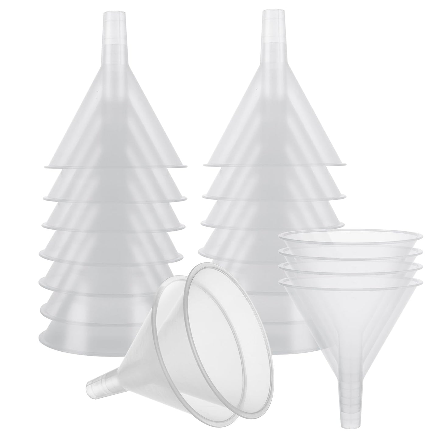 RHBLME 20 Pack Multipurpose Funnels for Kitchen Use - 4.6 Inch Wide Mouth Funnel with Long Reaching Spout for Powder, Liquid and More