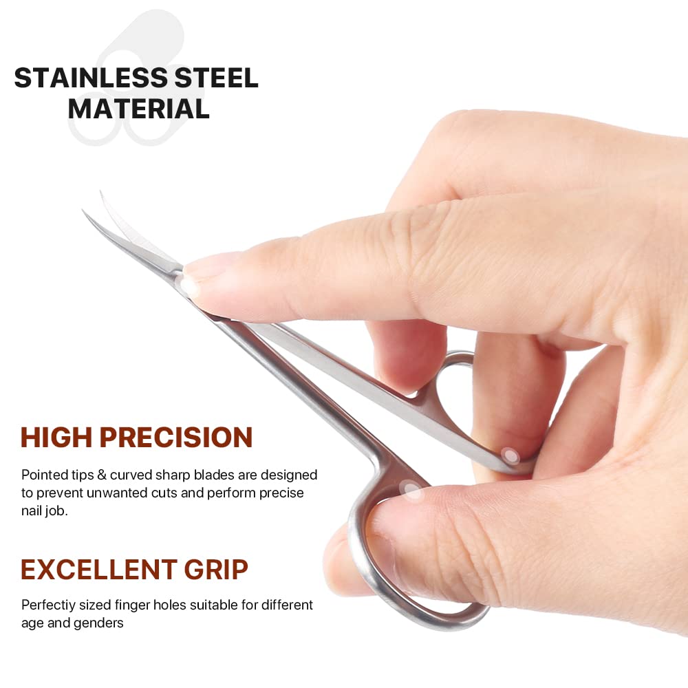 Qunzhao Cuticle Scissors for Women and Men Curved Stainless Steel with Tip Grooming Blades Manicure Nail for Dry Skin Nail Scissors (1)