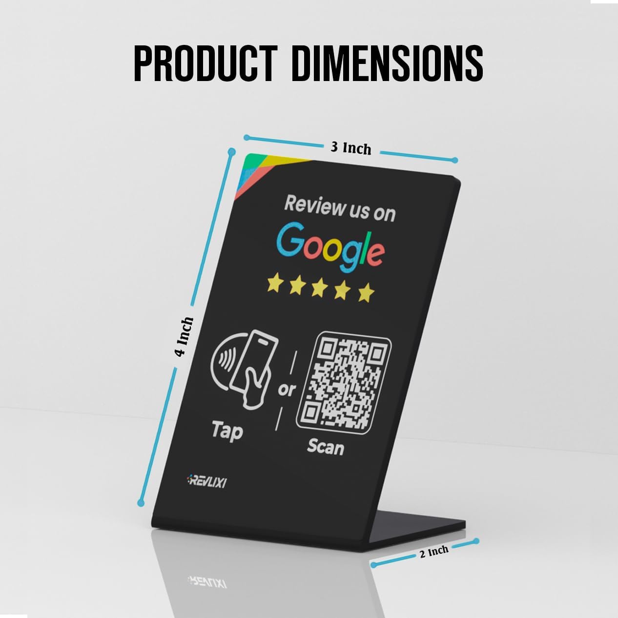 REVLIXI Google Review Stand -Boost Reviews w/Reusable Google Review Tap Card Stand & QR Code Stand- No App or Subscription - Android & iPhone Compatible-Boost Google Reviews for Online Growth