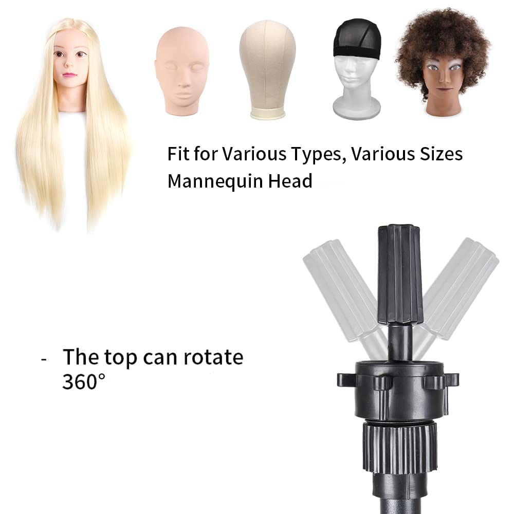 AliLeader 25 Inch Wig Head Stand Adjustable Mannequin Head Stand Wig Stand Tripod with Head Adjustable Wig Tripod Stand for Training Heads and Canvas Block Head