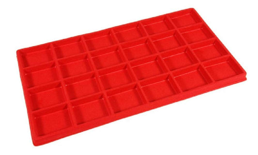 888 Display USA - 12 Pieces Red 24 Slot Coin Jewelry Showcase Display Tray Flocked Inserts