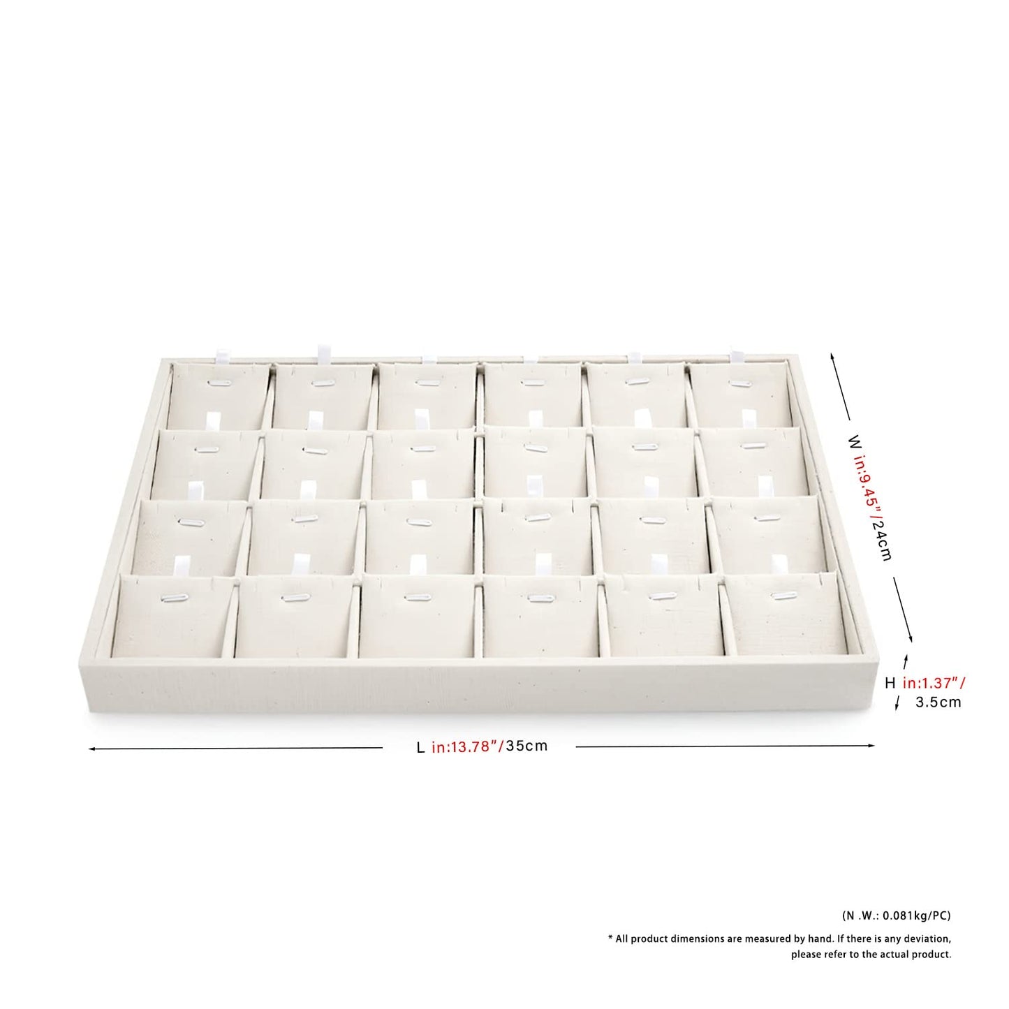 Oirlv Stockable 24 Grids Insert Jewelry Tray Pendant Earrings Storage Trays Showcase Display Organizer
