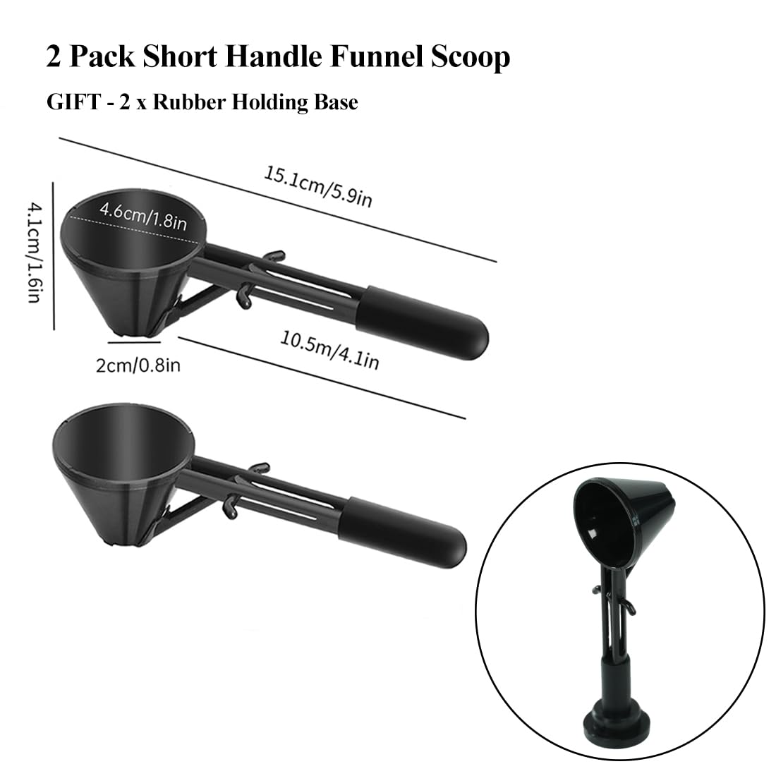 Coffee Scoop and Funnel for Powder - Water Bottle Funnel Pre Workout Scoop for Protein 2 Pack Slide Bottom Measuring Filling Scoop for Coffee Grounds and Powder