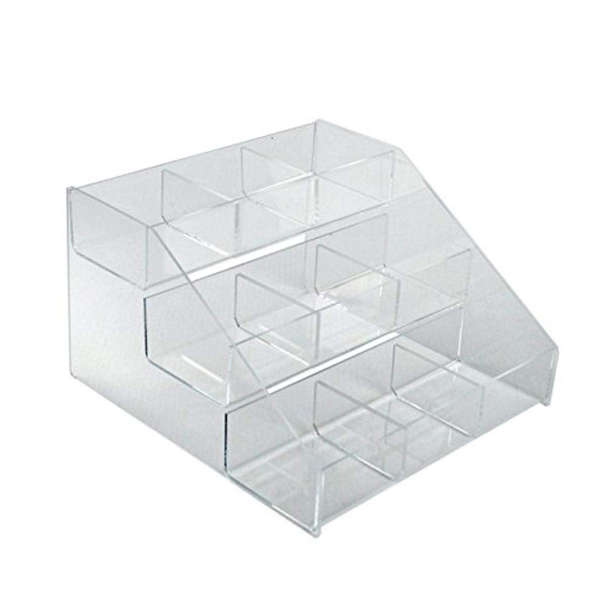 Azar Displays 326039 Three-Tier Counter with 9-Compartment Counter Step Display, 12" W x 11.75" D x 7.125" H