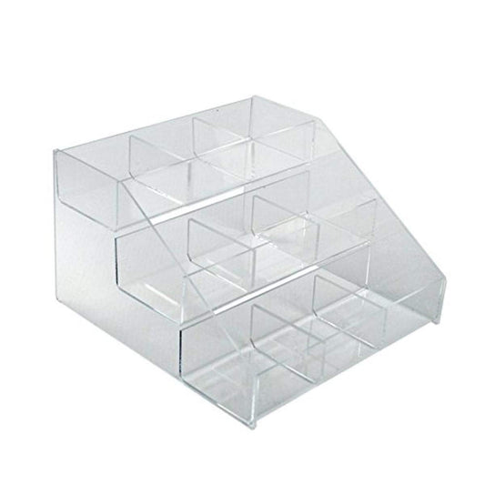 Azar Displays 326039 Three-Tier Counter with 9-Compartment Counter Step Display, 12" W x 11.75" D x 7.125" H