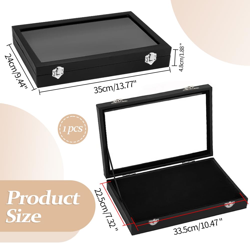 13.7 x 9.4 Inches Large Pin Display Case, Dustproof Pin Collection Showcase Storage Organizer Box, for Military Medal Jewelry Brooch Collection (Not Include Accessories)