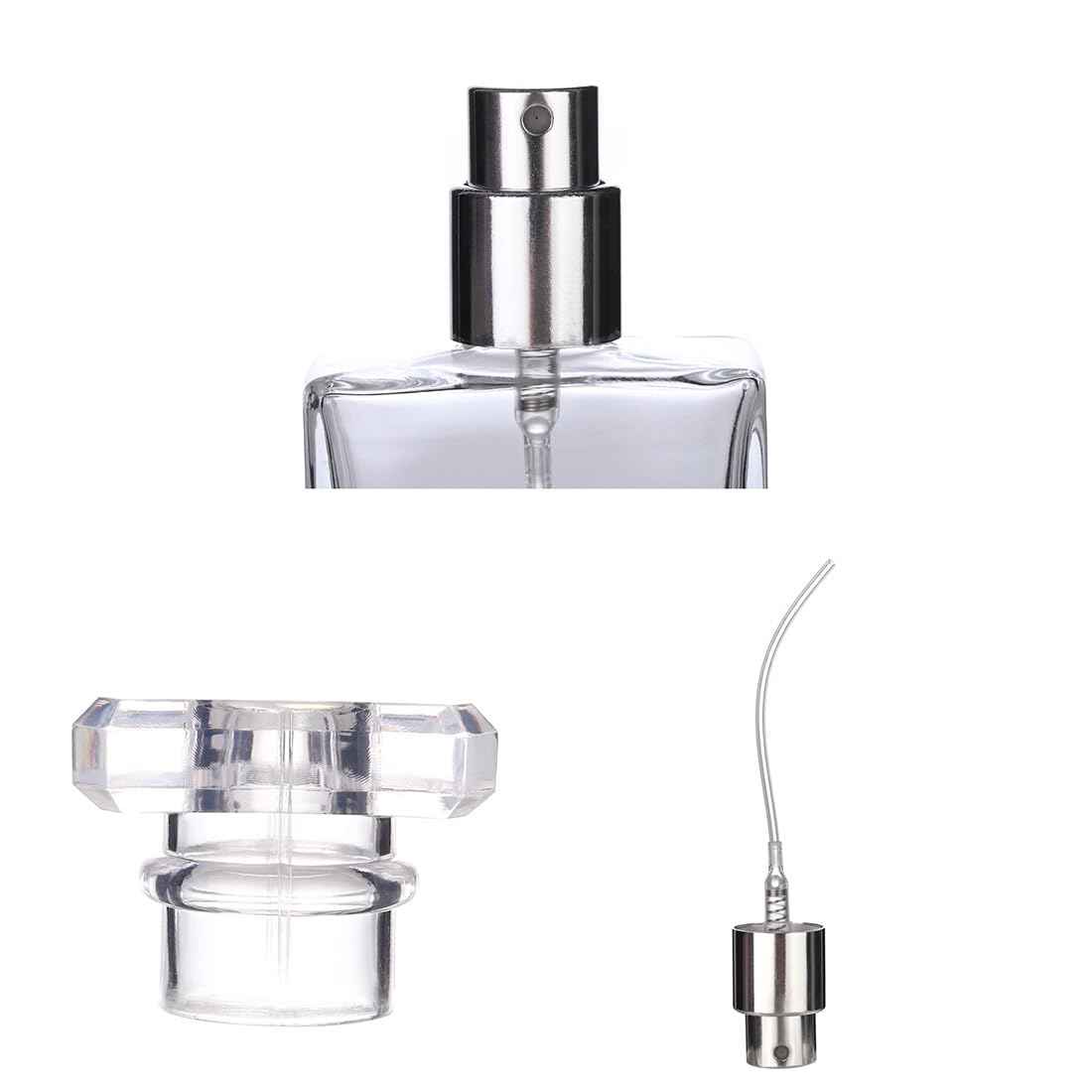 6 Pack 30ml / 1 Oz Clear Black Refillable Perfume Bottle, Portable Square Empty Glass Perfume Atomizer Bottle Spray Applicator with 4 kinds of perfume dispenser(3 Pack clear 3 Pack Black Assorted